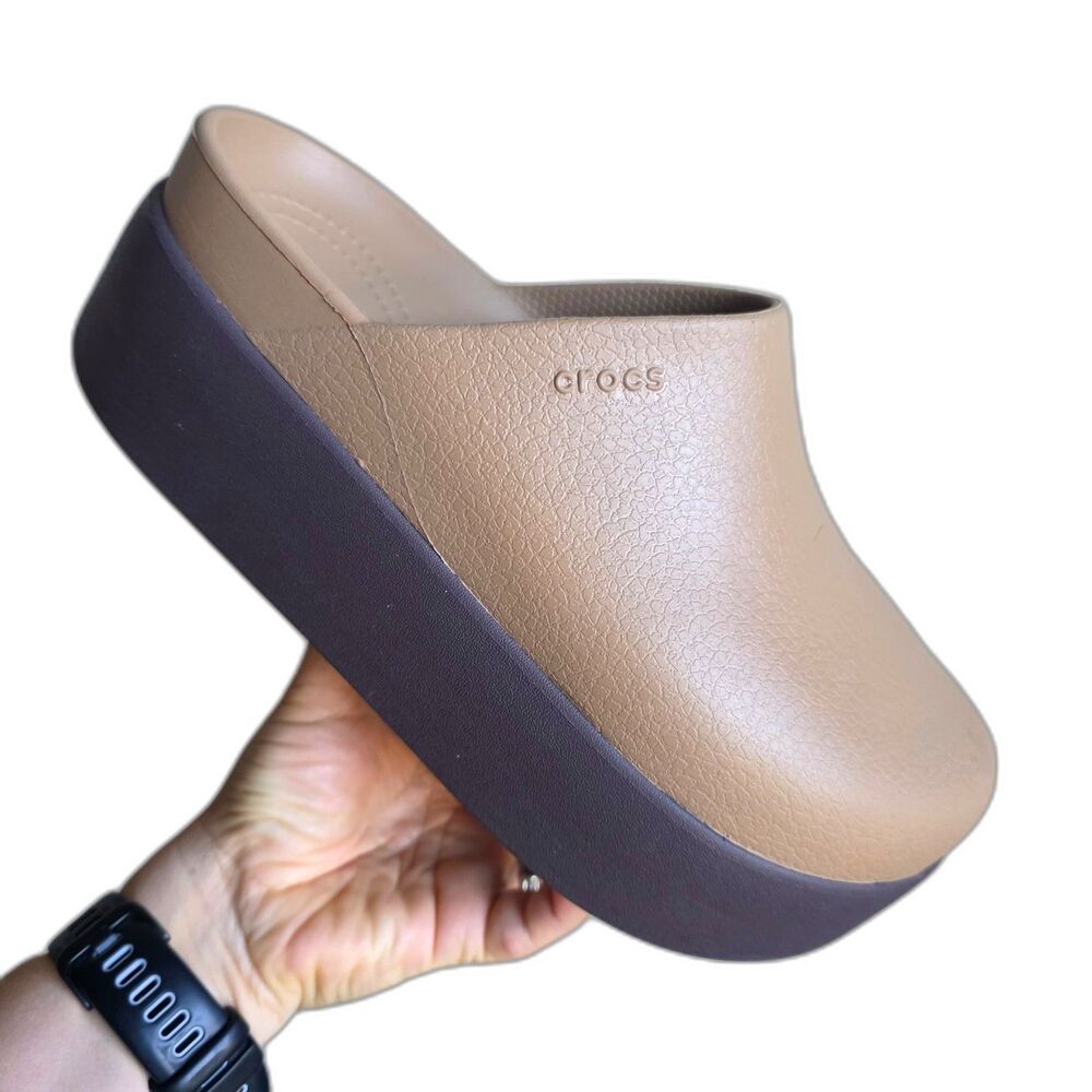 NWOT CROCS Dylan Platform Mule Clog Womens Size 9 Sepia Tan Brown Boston - Picture 2 of 7